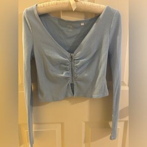 pacsun light blue zipper top